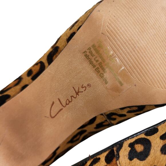 Clarks Artisan Womens Leopard Kitten Heels Size 8.5 Brown Faux Fur Career Work - Picture 11 of 12